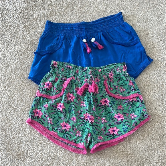 LOT Japna Women’s Sleepwear Shorts Floral Green and Solid Blue - Picture 1 of 9